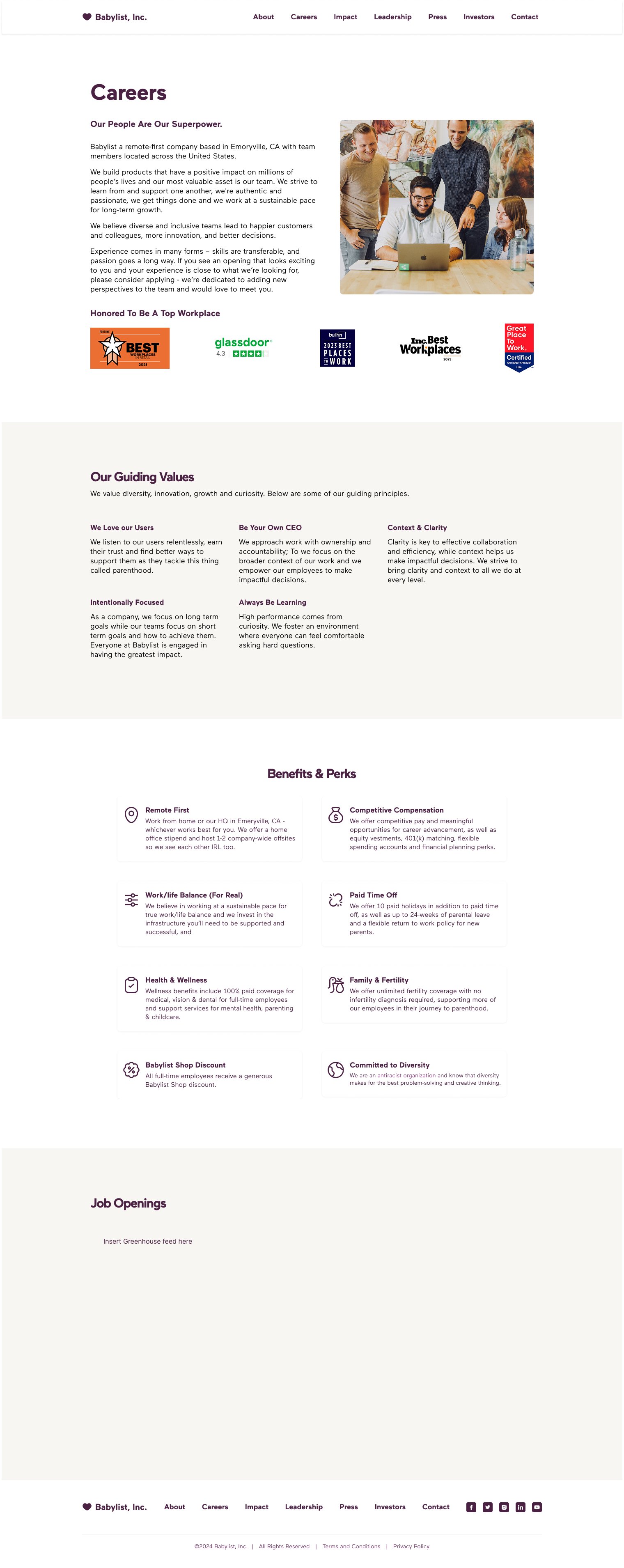 Careers page