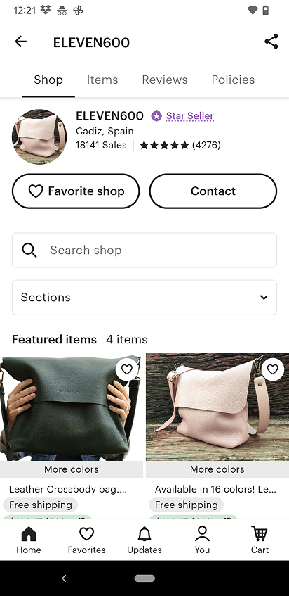 Etsy Android app before redesign