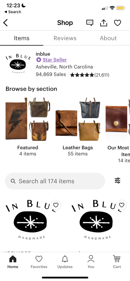Etsy iPhone app before redesign