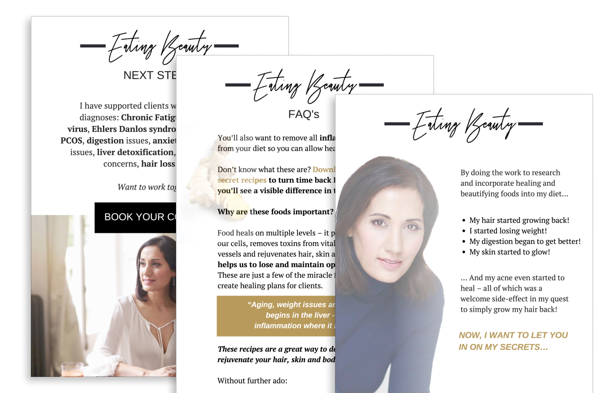 Email sequence pages and sales funnels