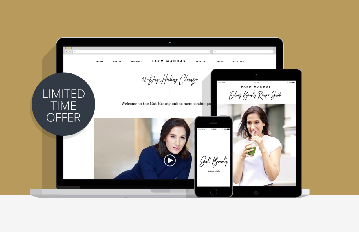 Multi-device mockup with membership portal and recipe guide