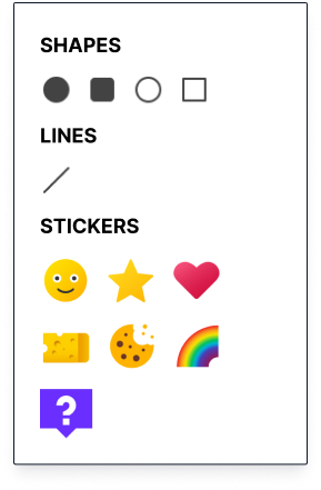 Shapes and stickers toolbar