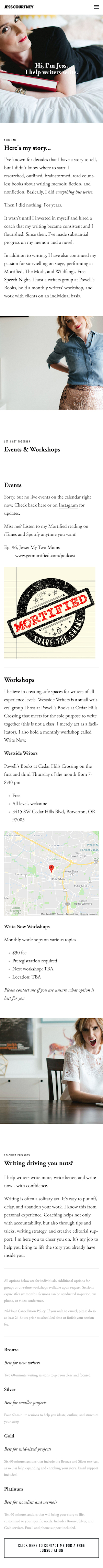 Write Now With Jess - mobile view